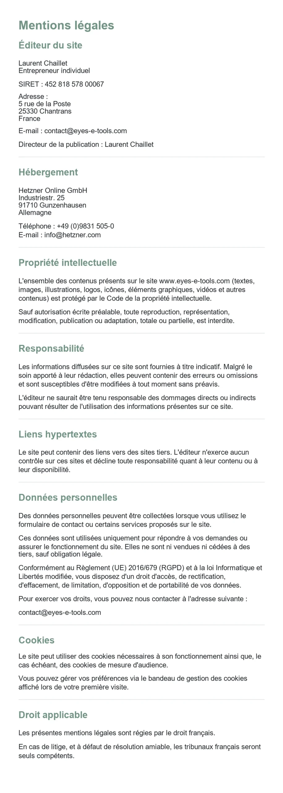 Mentions legales